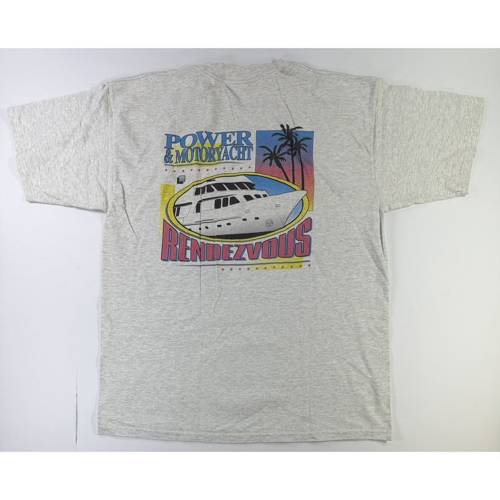 Vintage Miami Boat Show Power Motoryacht Rendezvous Yacht T Shirt XL Gray